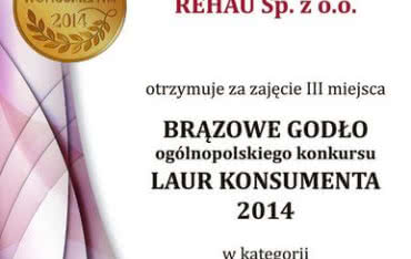 Brązowy Laur Konsumenta 2014 dla REHAU 